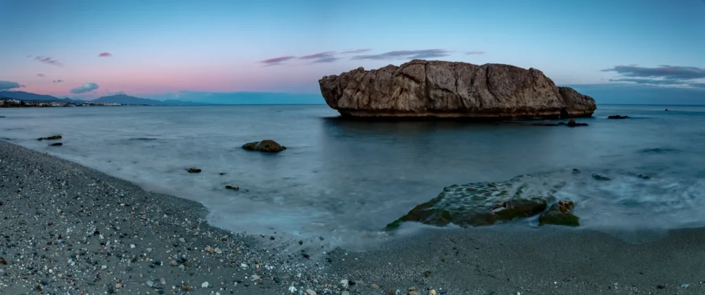 Atardecer en playa de Málaga