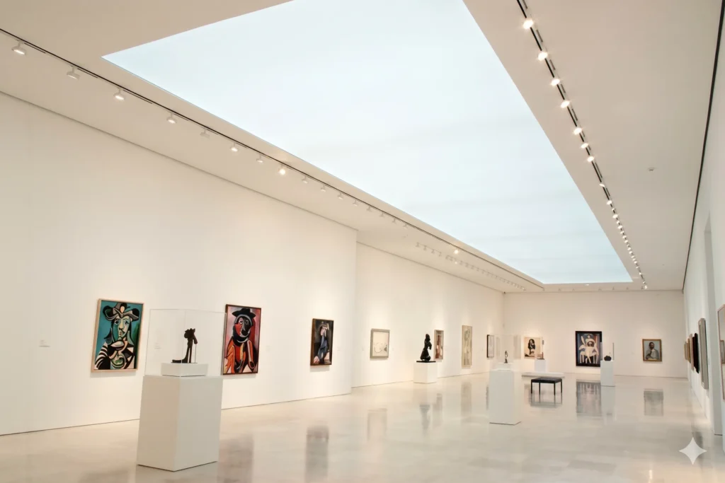 Interior del Museo Picasso Málaga con algunas obras expuestas.